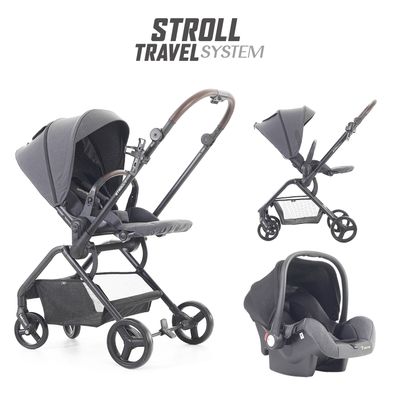 Teknum STROLL - 1 Travel System w / Reversible Stroller and Compacto Baby Car Seat - Grey